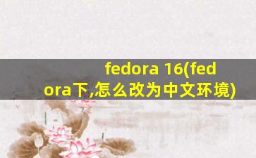 fedora 16(fedora下,怎么改为中文环境)